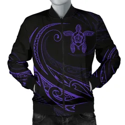 FamilyGater Jacket - Hawaii Turtle Polynesian Menʻs Bomber Jacket - Purple - Frida Style - AH J9