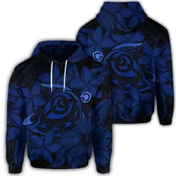 Hawaiian Turtle Hibiscus Plumeria Kanaka Polynesian Hoodie Blue - Soft Style