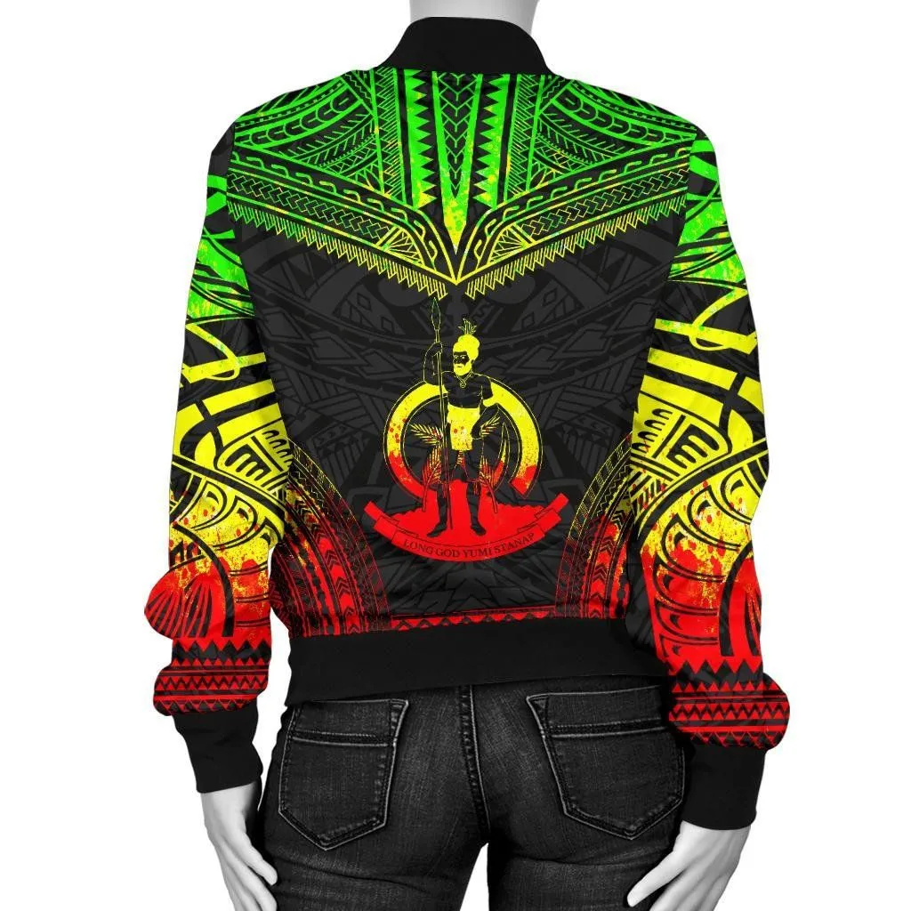 Vanuatu Polynesian Chief Women'S Bomber Jacket - Reggae Version - Bn10