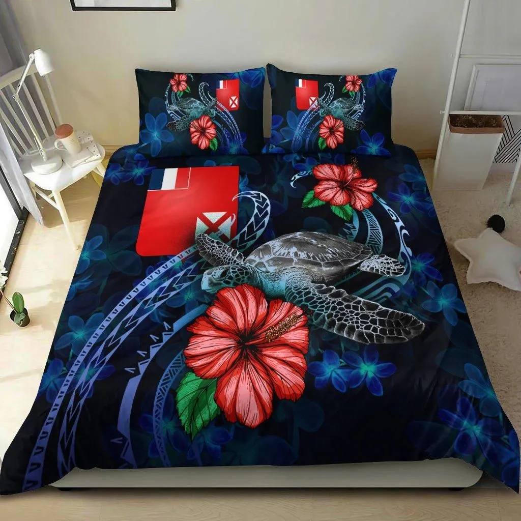Wallis and Futuna Polynesian Bedding Set - Blue Turtle Hibiscus