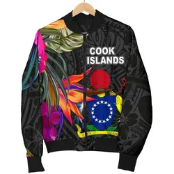 Cook Islands Mens Bomber Jacket - Polynesian Hibiscus Pattern