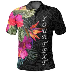 Polynesian Custom Personalised Polo Shirt - Hibiscus Pattern - BN39