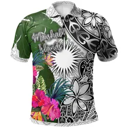 Marshall Islands Polo Shirt White - Turtle Plumeria Banana Leaf - BN11