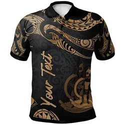 Vanuatu Polynesian Custom Personalised Polo Shirt - Poly Tattoo Gold Version