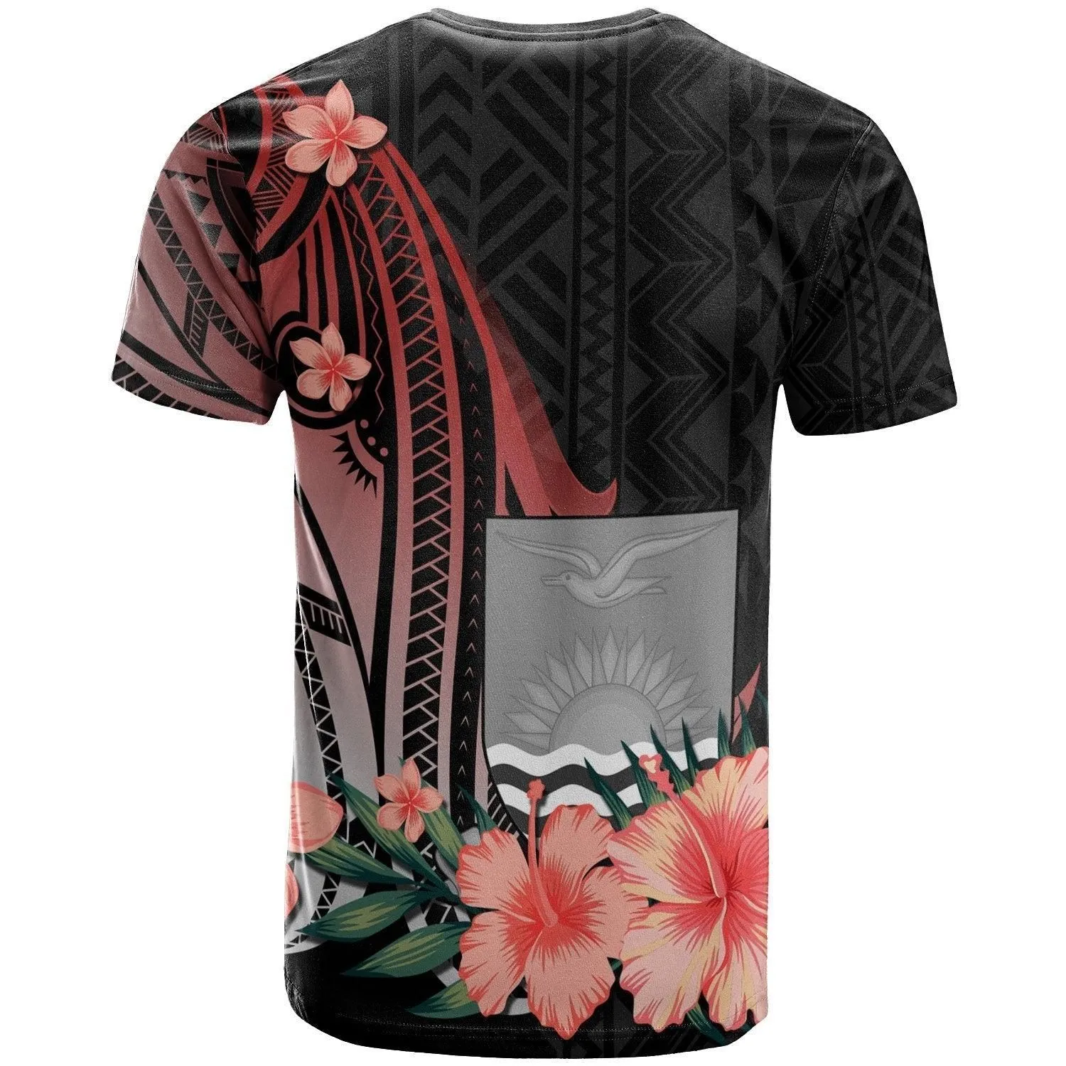 Kiribati Personalised Custom T shirt - Red Polynesian Hibiscus Pattern Style