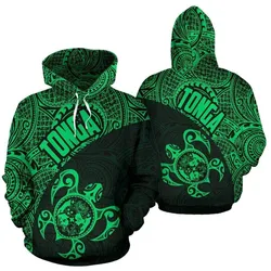 Tonga Hoodie - Tonga Coat of Arms In Turtle Polynesian Tattoo 040
