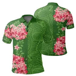 Hawaii Tropical Polynesian - Hawaiian Polo Shirt - Curtis Style - Green - AH - J2