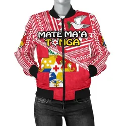 Mate Maa Tonga Women Bomber Jacket Coat Of Arms