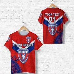 (Custom Personalised) Papua New Guinea Central Dabaries T Shirt Rugby - Red, Custom Text And Number LT8