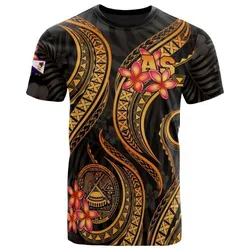 American Samoa Polynesian T Shirt - Gold Plumeria