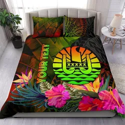 Tahiti Polynesian Personalised Bedding Set -  Hibiscus and Banana Leaves