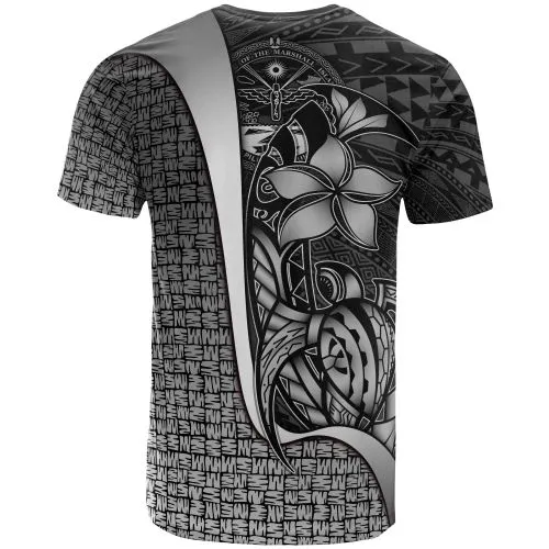 Marshall Islands Polynesian T-Shirt White Coat of Arm - Turtle with Hook