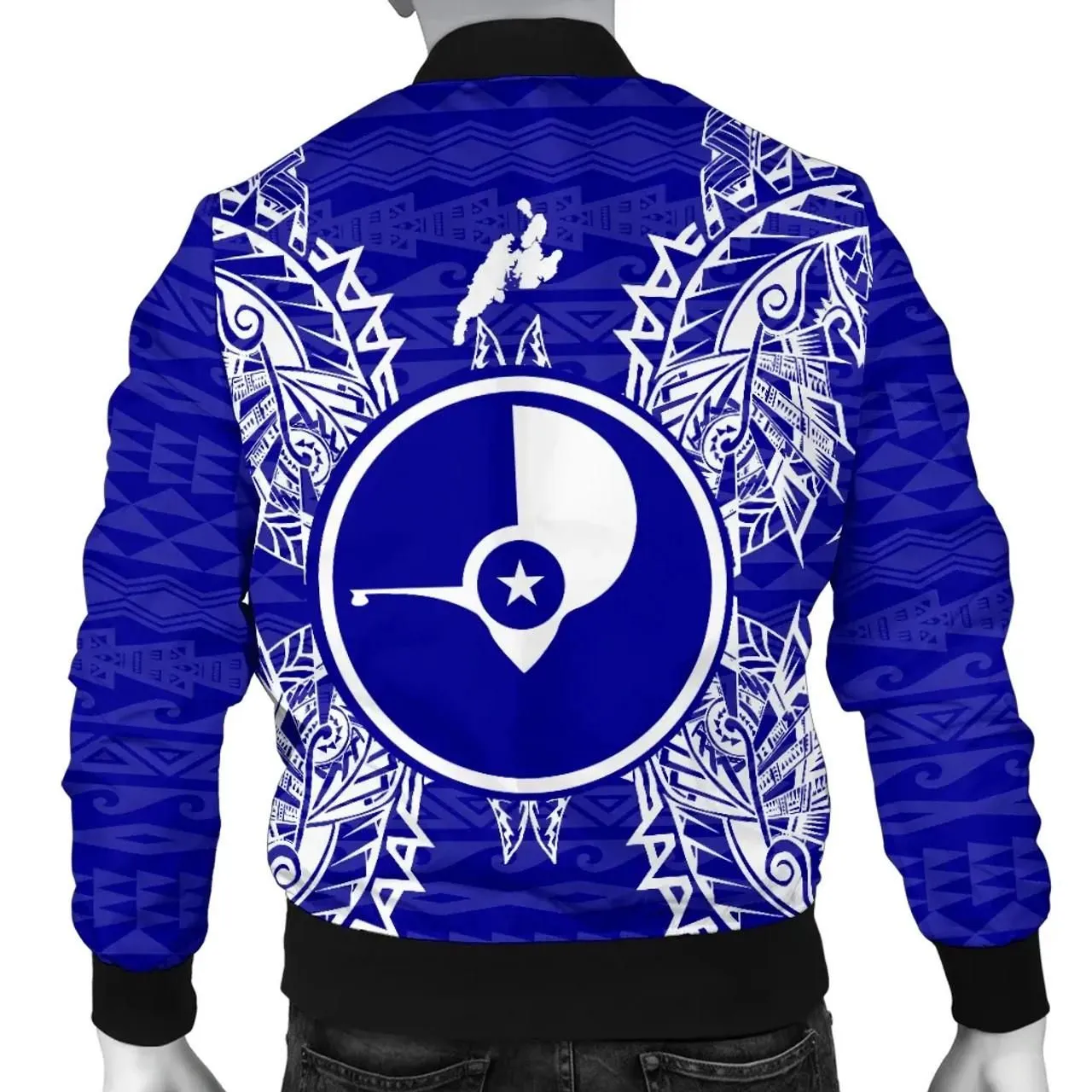 Yap Polynesian Bomber Jacket Map Blue