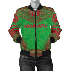 Vanuatu Flag Polynesian Chief Women'S Bomber Jacket - Bn10