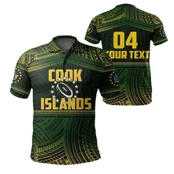 (Custom Personalised) Cook islands Rugby Polynesian Patterns Polo Shirt