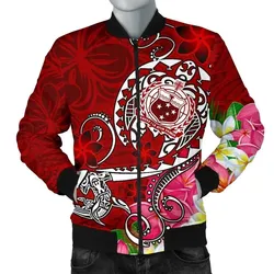 Samoa Men's Bomber Jacket - Turtle Plumeria (Red) - BN18