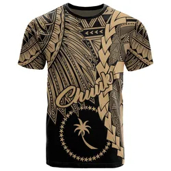 Chuuk Micronesia T Shirt - Tribal Wave Tattoo Gold