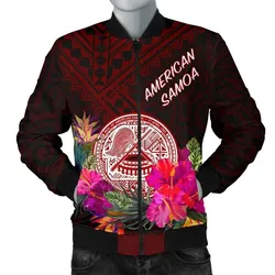 American Samoa Men's Bomber Jacket - Coat Of Arm With Polynesian Patterns - BN25