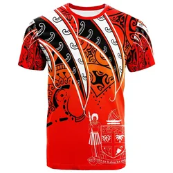 Fiji T-Shirt - Tropical Leaf Red Gradient Style