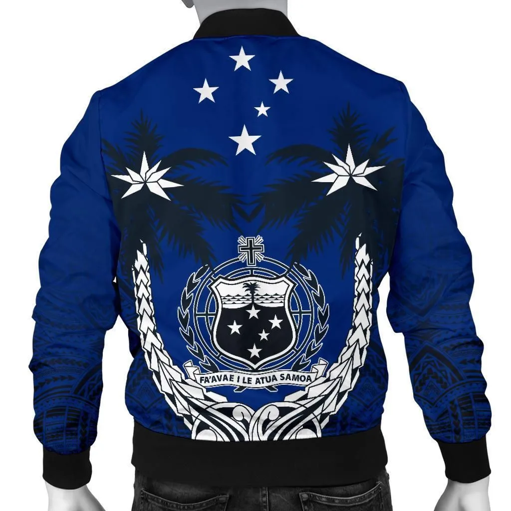 Samoa Polynesian Coconut Mens Bomber Jacket Blue