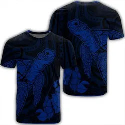 Alohawaii Tee - Hawaiian Hibiscus Memory Turtle Polynesian T-Shirt Blue - AH - JR