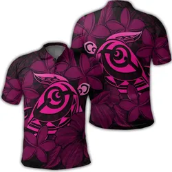 Alohawaii Shirt - Hawaiian Turtle Hibiscus Plumeria Kanaka Polynesian Polo Shirt Pink - Soft Style - AH - J4R