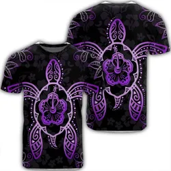 Hawaiian Turtle And Hibiscus Polynesian T-Shirt Violet - AH