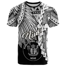 Niue Polynesian T-Shirt - Tribal Wave Tattoo White
