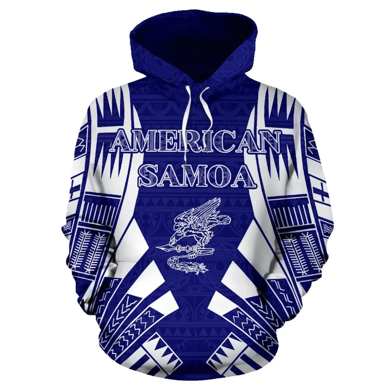 American Samoa All Over Hoodie - Tattoo Blue Version