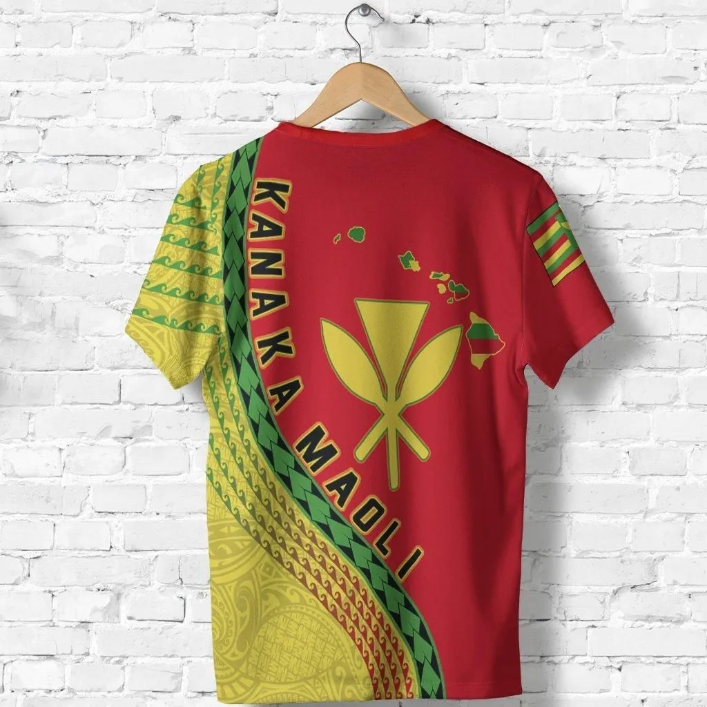 Hawaii T Shirt - Kanaka Maoli Flag Map Polynesian Tattoo