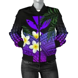 Alohawaii Jacket - Bomber Jacket Kanaka Maoli (Hawaiian) Polynesian Plumeria Banana Leaves Purple A02