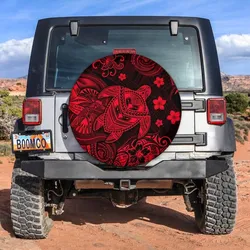 Hawaii Turtle Polynesian Spare Tire Cover Plumeria Flower Unique Style - Red LT8