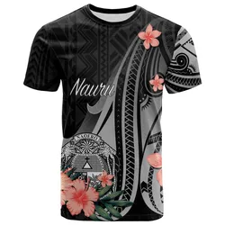 Nauru T shirt - Polynesian Hibiscus Pattern Style