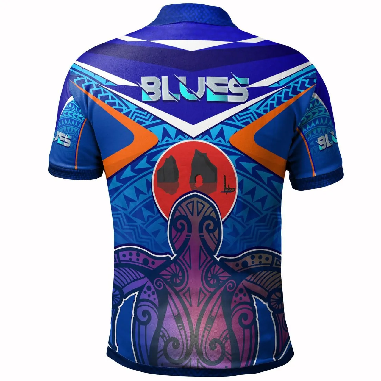 Blues Rugby Polo shirt  - Custom Auckland Blues Rugby With Wharariki Beach And Maori Sea Turtle Polynesian Polo shirt