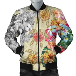 Hawaii Polynesian Flowers Swimming Turtles Bomber Jacket