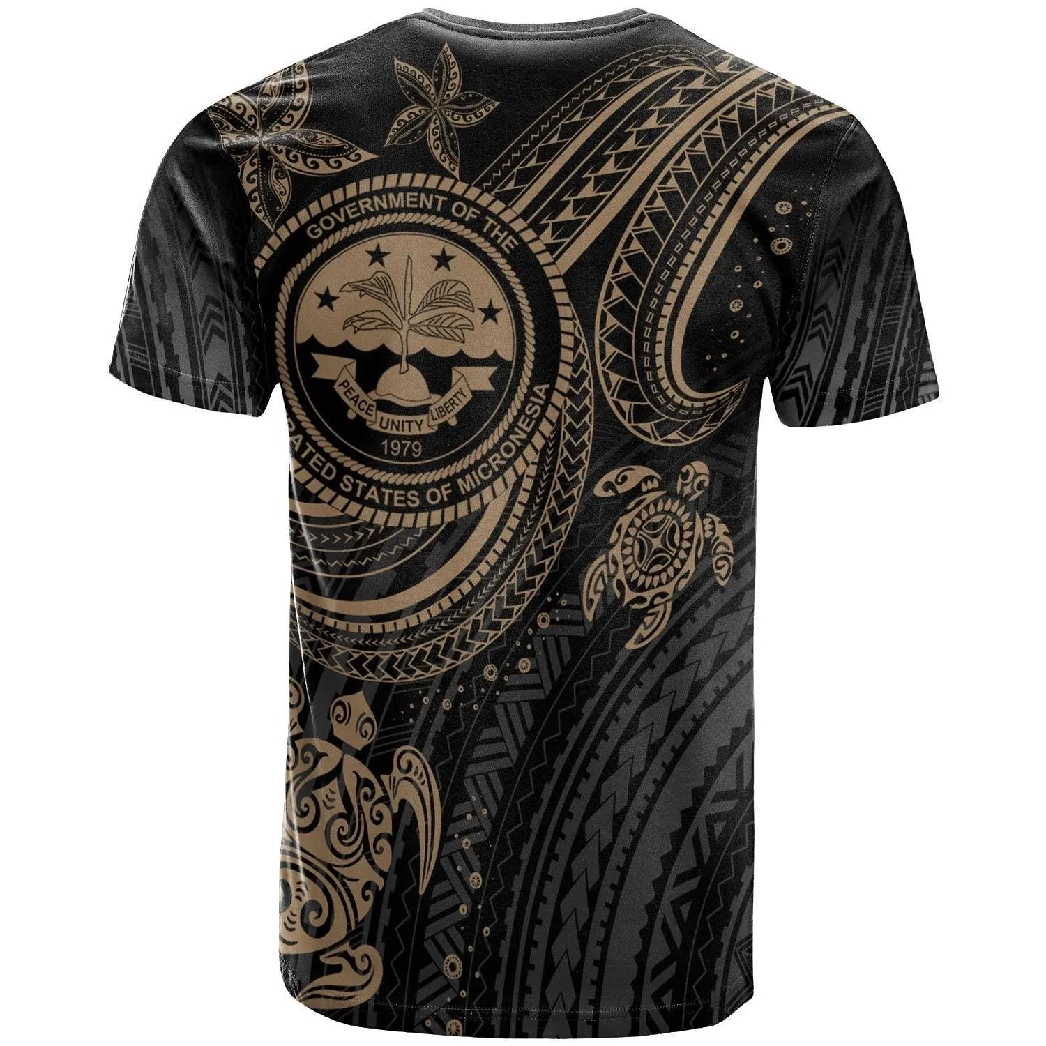 Federated States of Micronesia Custom Personalised T-shirt - Coat Of Arm with Gold Turtle