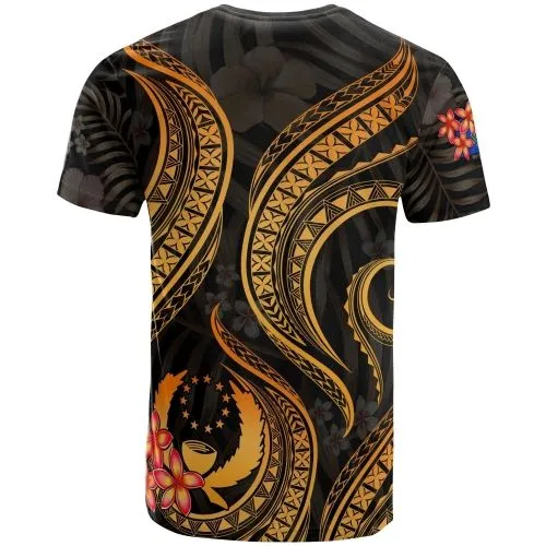 Pohnpei Micronesian T shirt - Gold Plumeria