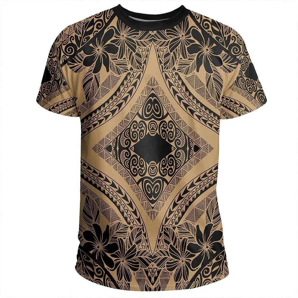 Polynesian Plumeria Mix Gold Black T shirt