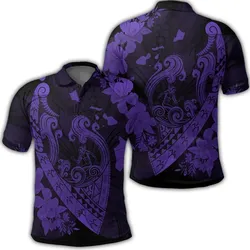 Hawaiian Fish Hook Hibiscus Banzai Surfing Polynesian Polo Shirt Purple