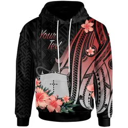 Tokelau Personalised Custom Hoodie - Red Polynesian Hibiscus Pattern Style
