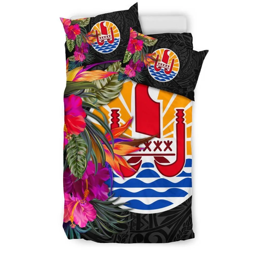 FamilyGater Bedding Set - Cover and Pillow Cases Tahiti - Polynesian Hibiscus Pattern - BN39