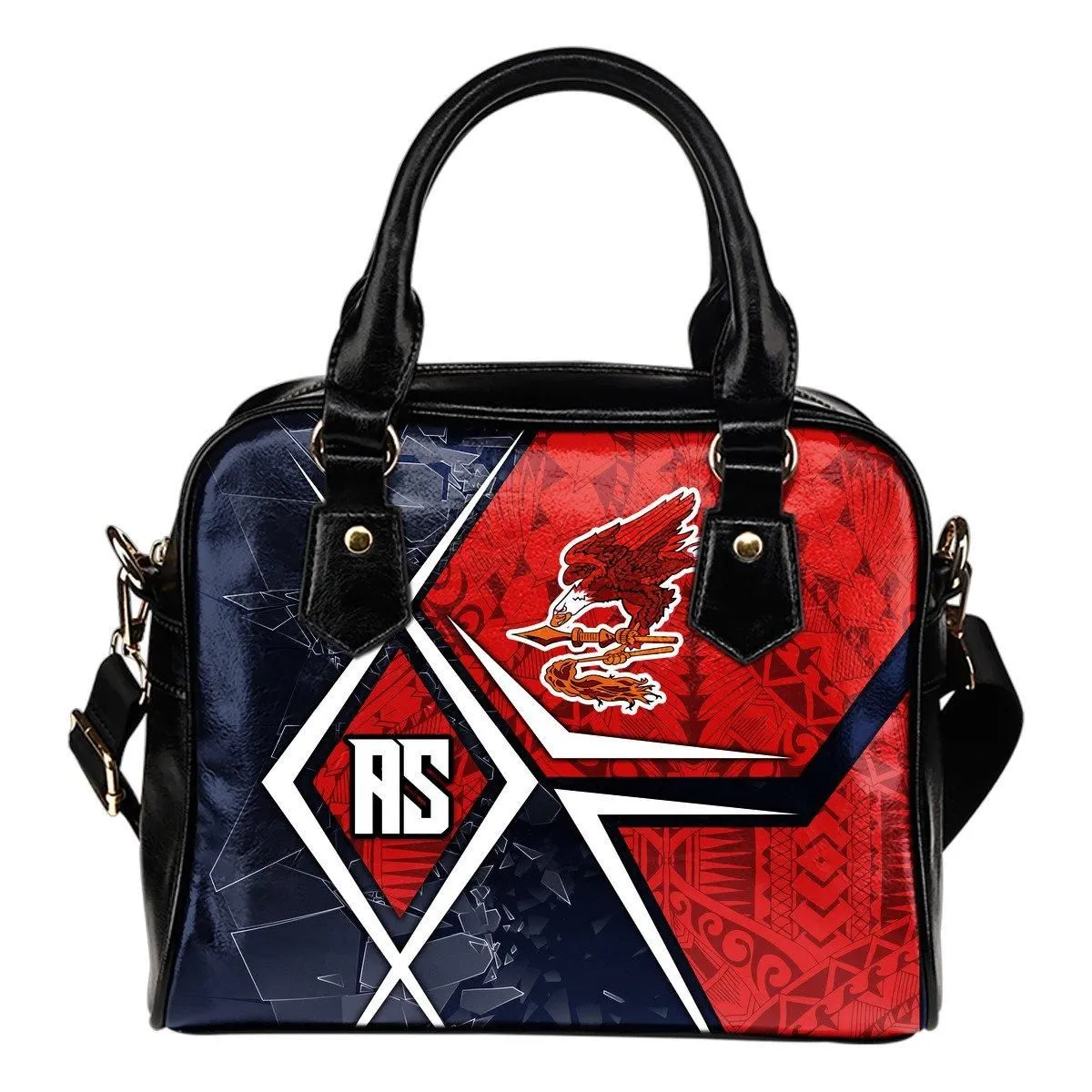 American Samoa Shoulder Handbag - AS Flag With Polynesian Patterns