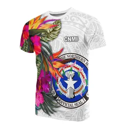 Northern Mariana Islands T-Shirt Polynesian Hibiscus White Pattern