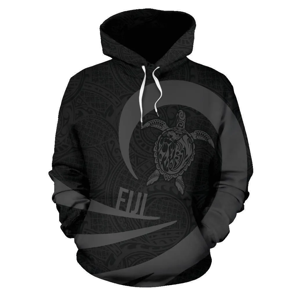 Fiji Hoodie - Fiji Turtle Mermaid Roll Into Polynesian Tattoo Black Th72