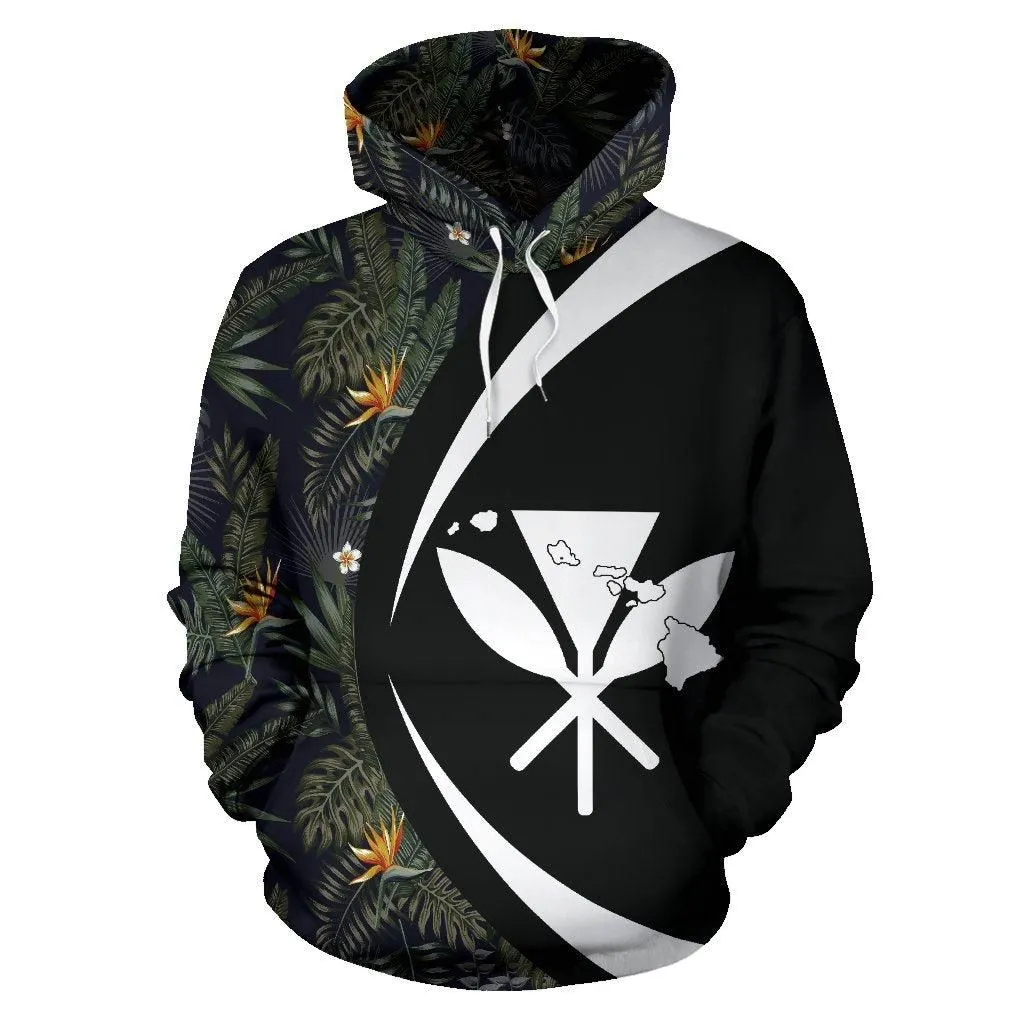 Kanaka Tropical Leaves And Flowers In The Night Hoodie - Circle Style