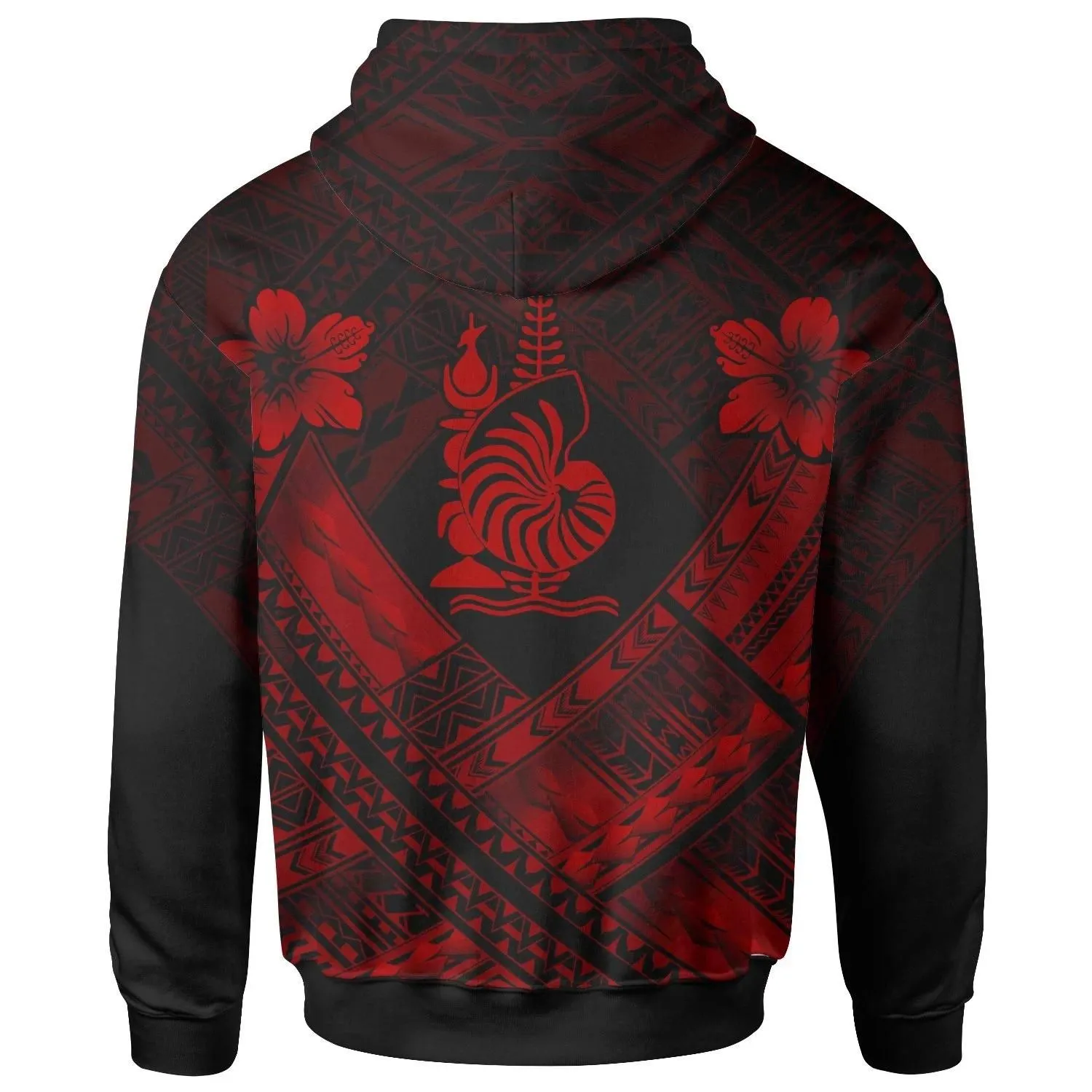 New Caledonia Polynesian Hoodie- New Caledonia Red Seal Camisole Hibiscus Style - BN18