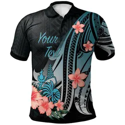 New Caledonia Personalised Custom Polo Shirt - Turquoise Polynesian Hibiscus Pattern Style