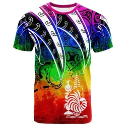 New Caledonia T shirt - Tropical Leaf Rainbow Color