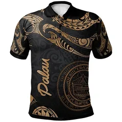 Palau Polynesian Polo Shirt - Poly Tattoo Gold Version