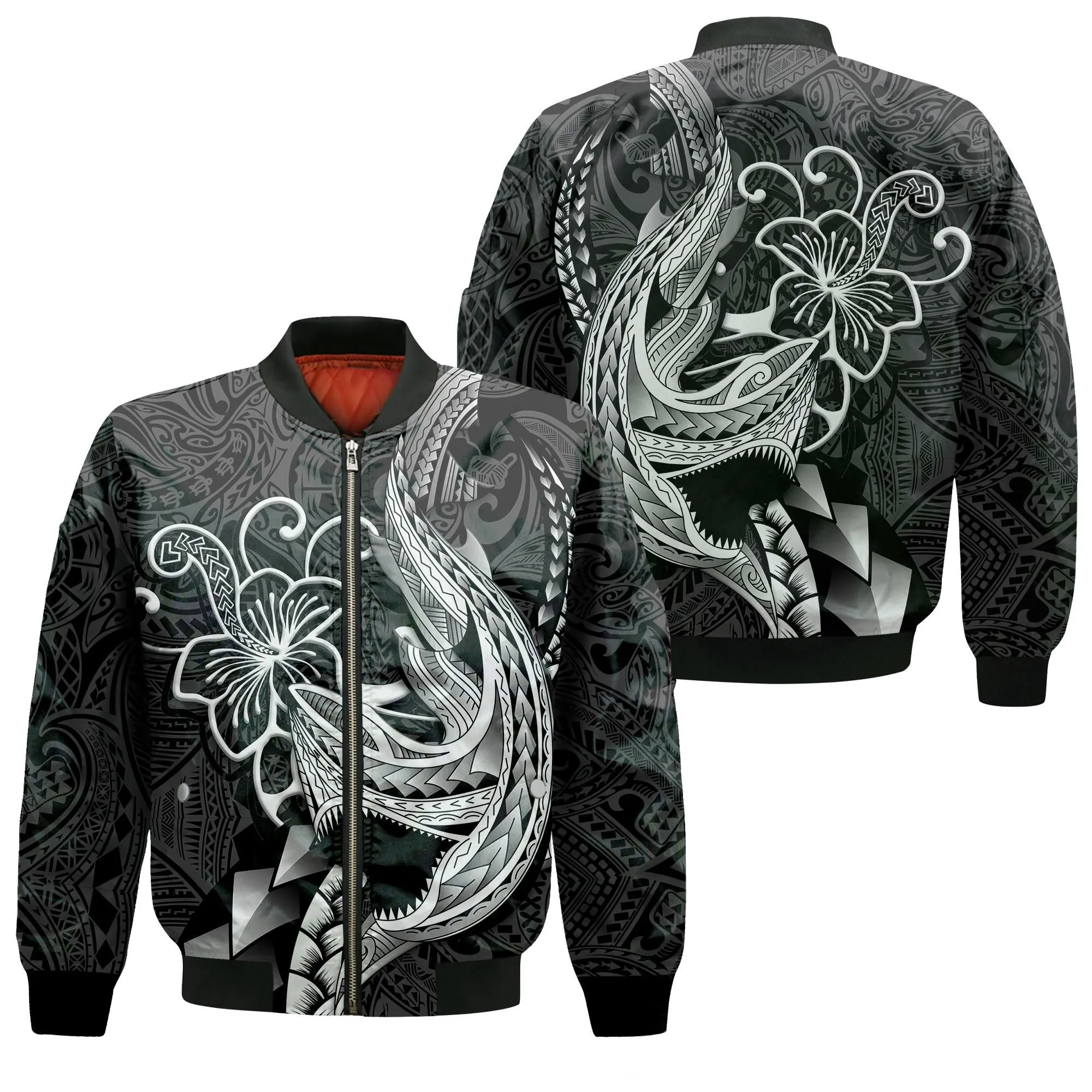 Polynesian Shark Tattoo Hawaii Tribal Bomber Jacket - LT12